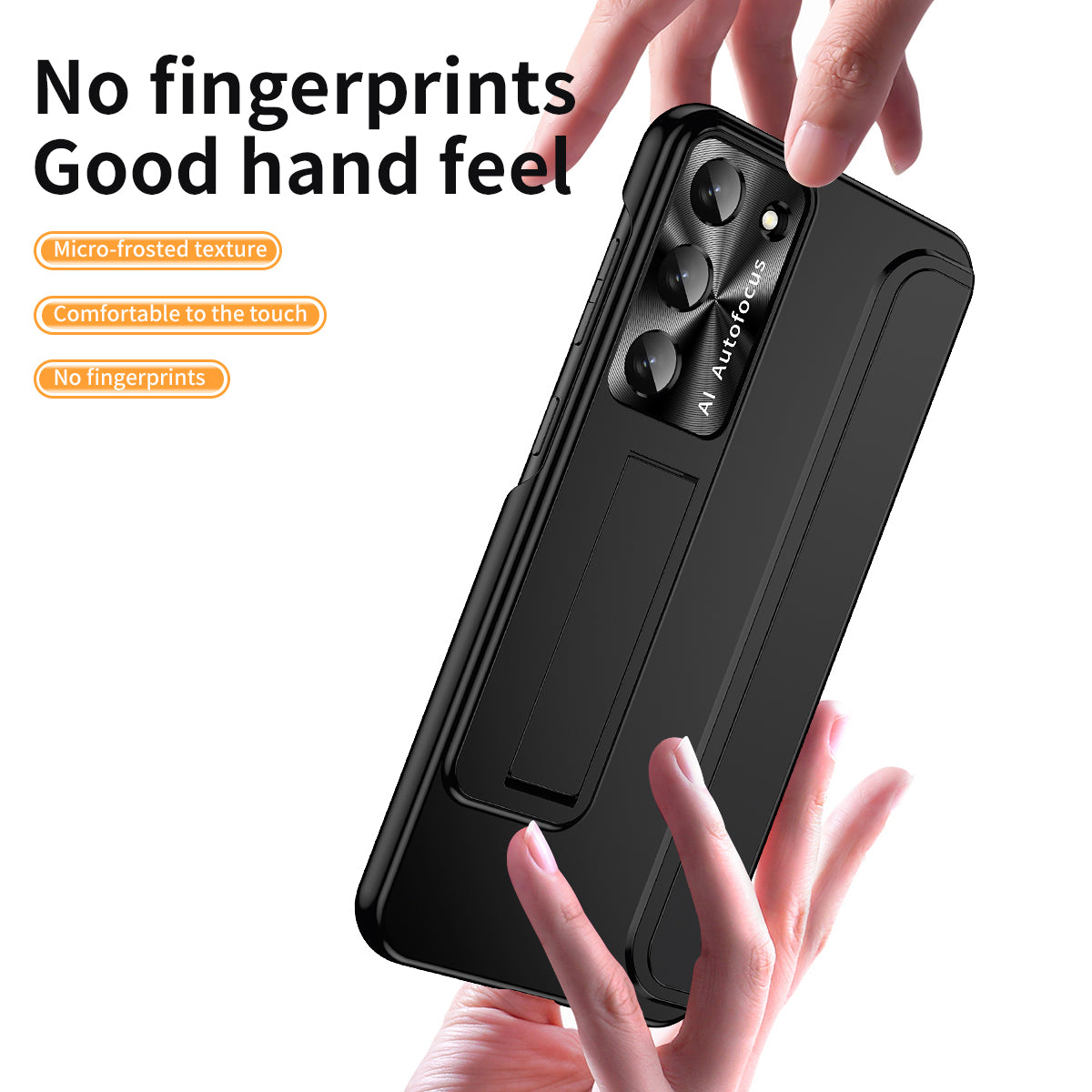 For Samsung Galaxy S23+ Hard PC Phone Case Hidden Kickstand Shockproof Electroplating Cover