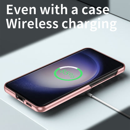 For Samsung Galaxy S23+ Hard PC Phone Case Hidden Kickstand Shockproof Electroplating Cover