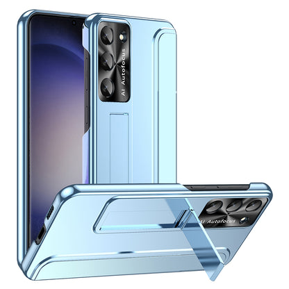 For Samsung Galaxy S23+ Hard PC Phone Case Hidden Kickstand Shockproof Electroplating Cover
