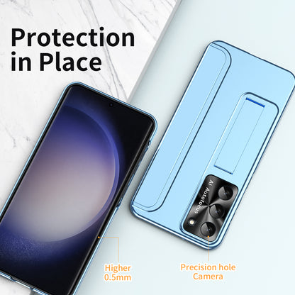 For Samsung Galaxy S23+ Hard PC Phone Case Hidden Kickstand Shockproof Electroplating Cover