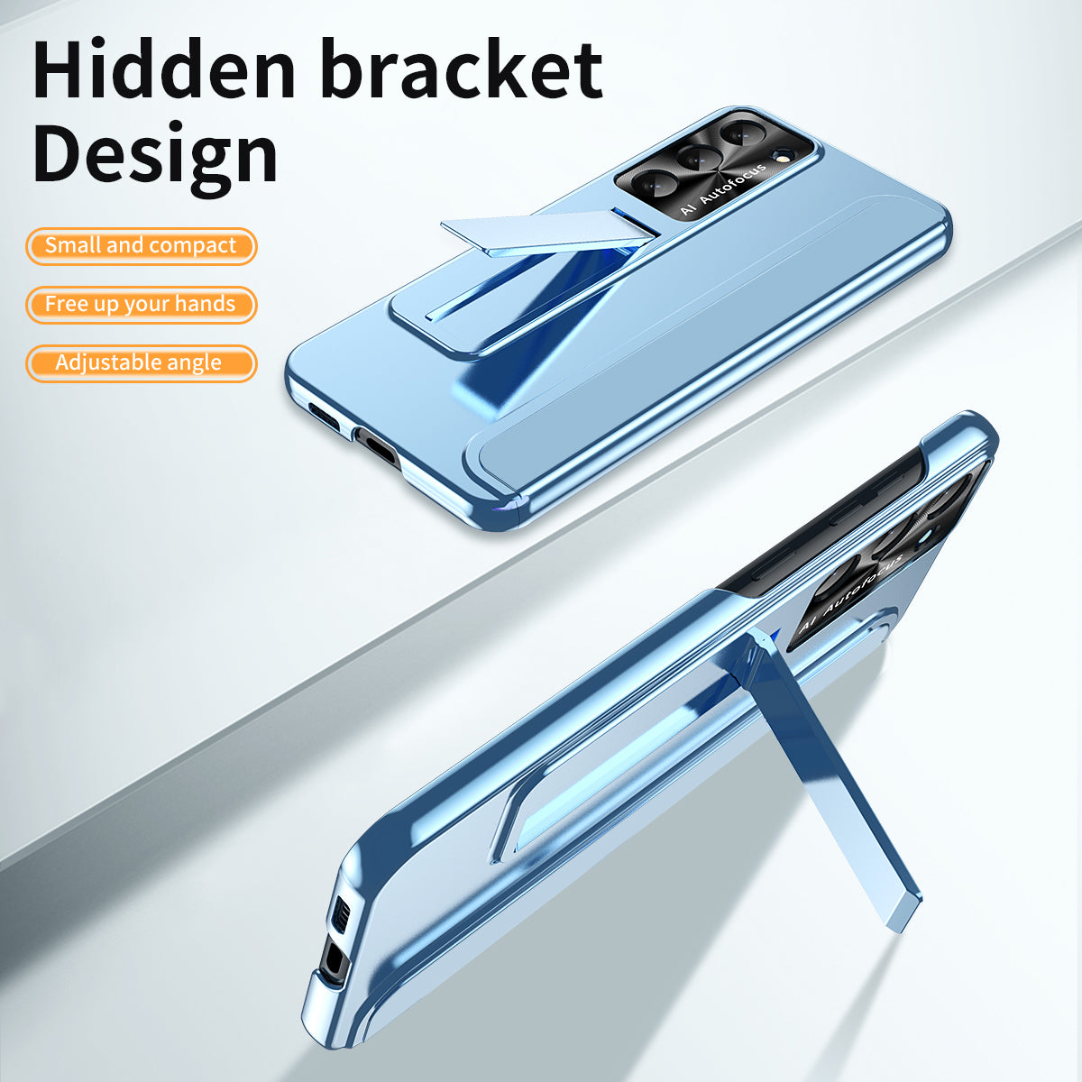 For Samsung Galaxy S23+ Hard PC Phone Case Hidden Kickstand Shockproof Electroplating Cover