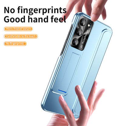 For Samsung Galaxy S23+ Hard PC Phone Case Hidden Kickstand Shockproof Electroplating Cover