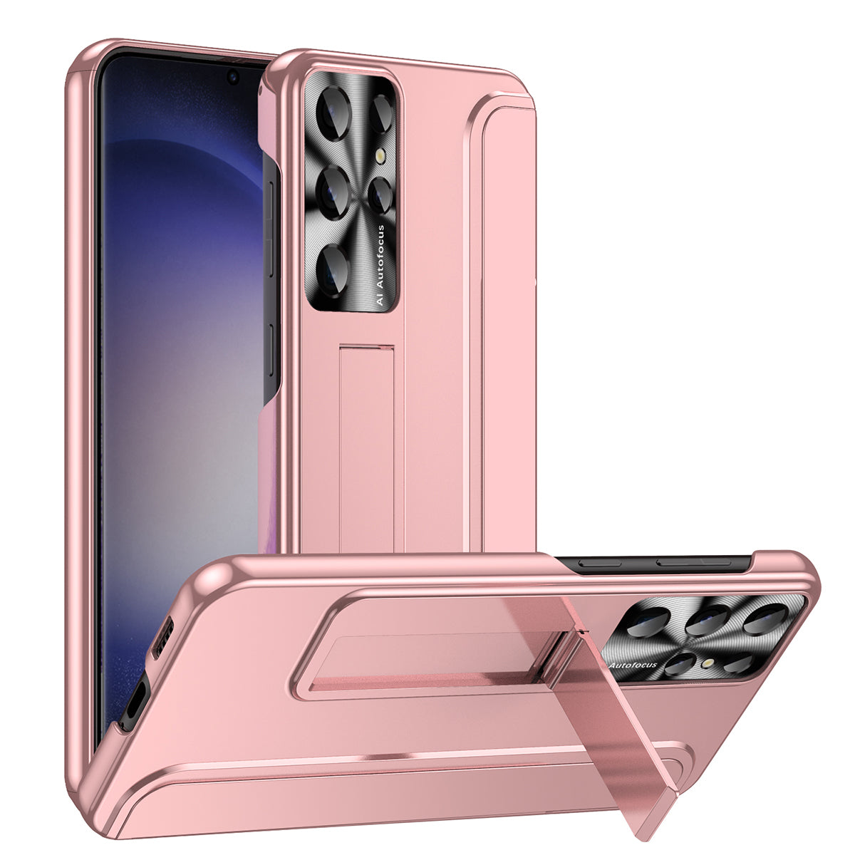 For Samsung Galaxy S23 Ultra Electroplating Phone Case Hard PC Hidden Kickstand Back Cover