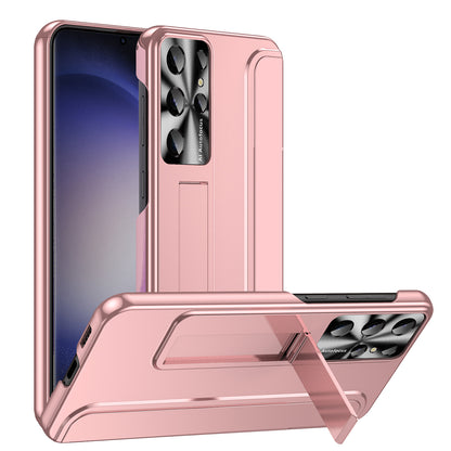 For Samsung Galaxy S23 Ultra Electroplating Phone Case Hard PC Hidden Kickstand Back Cover