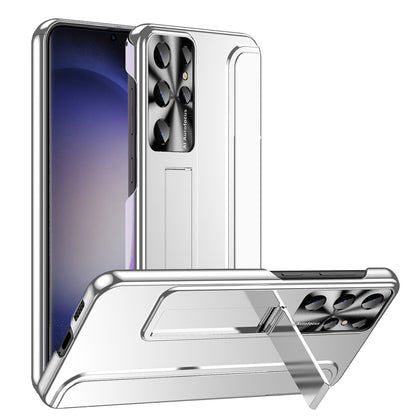 For Samsung Galaxy S23 Ultra Electroplating Phone Case Hard PC Hidden Kickstand Back Cover