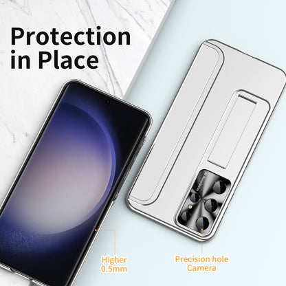 For Samsung Galaxy S23 Ultra Electroplating Phone Case Hard PC Hidden Kickstand Back Cover