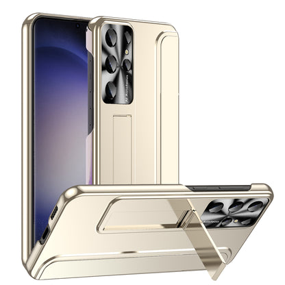 For Samsung Galaxy S23 Ultra Electroplating Phone Case Hard PC Hidden Kickstand Back Cover