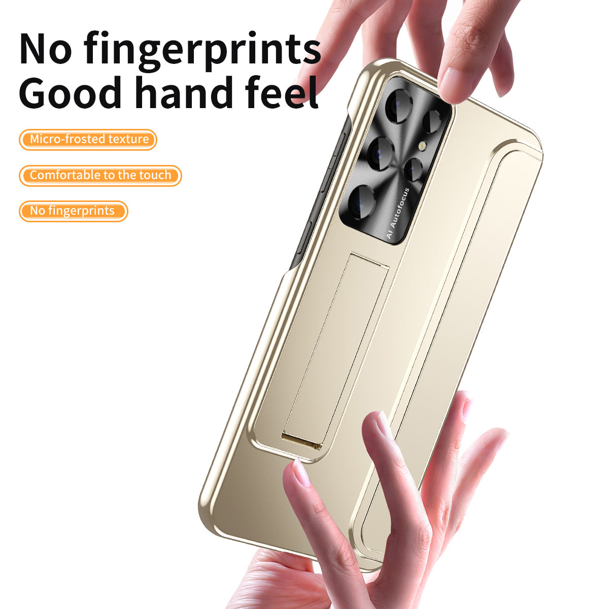 For Samsung Galaxy S23 Ultra Electroplating Phone Case Hard PC Hidden Kickstand Back Cover