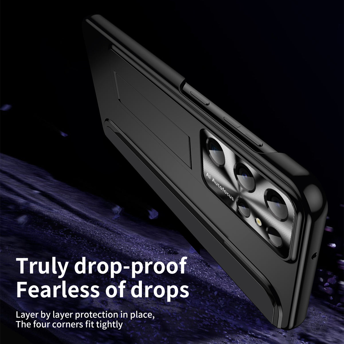 For Samsung Galaxy S23 Ultra Electroplating Phone Case Hard PC Hidden Kickstand Back Cover