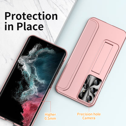 For Samsung Galaxy S22 Ultra 5G Anti-Scratch Hard PC Phone Case Electroplating Design Kickstand Protective Cover