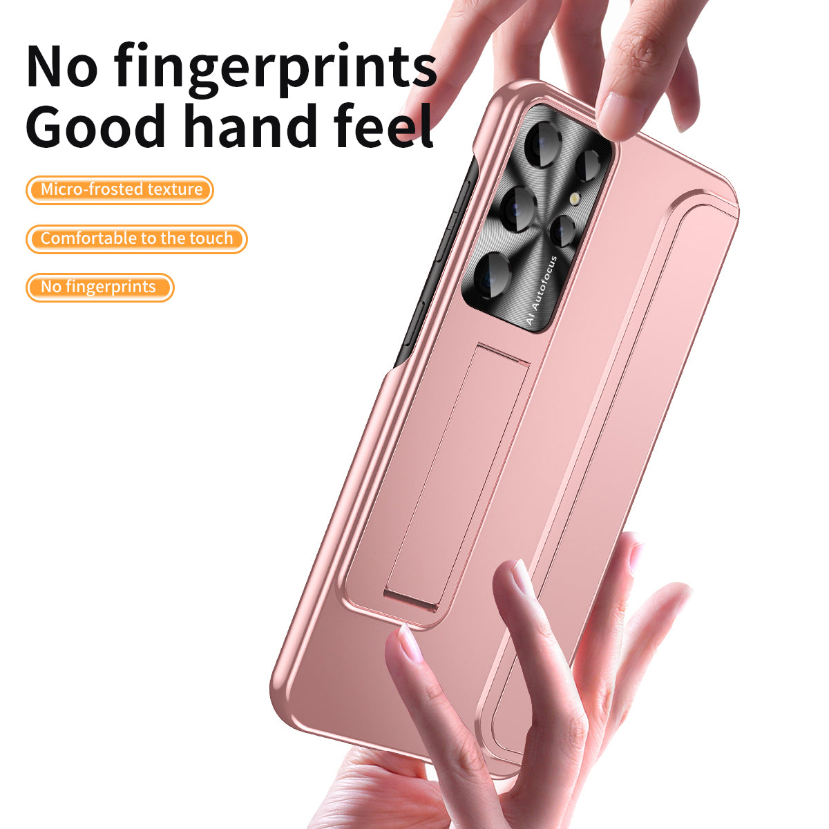 For Samsung Galaxy S22 Ultra 5G Anti-Scratch Hard PC Phone Case Electroplating Design Kickstand Protective Cover