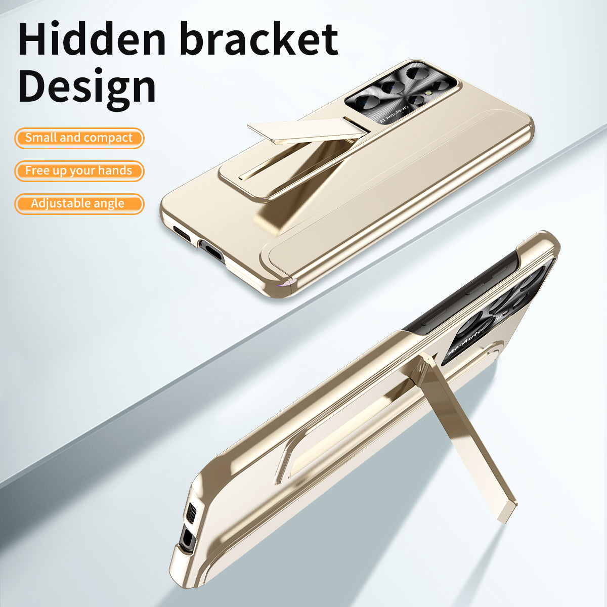 For Samsung Galaxy S22 Ultra 5G Anti-Scratch Hard PC Phone Case Electroplating Design Kickstand Protective Cover