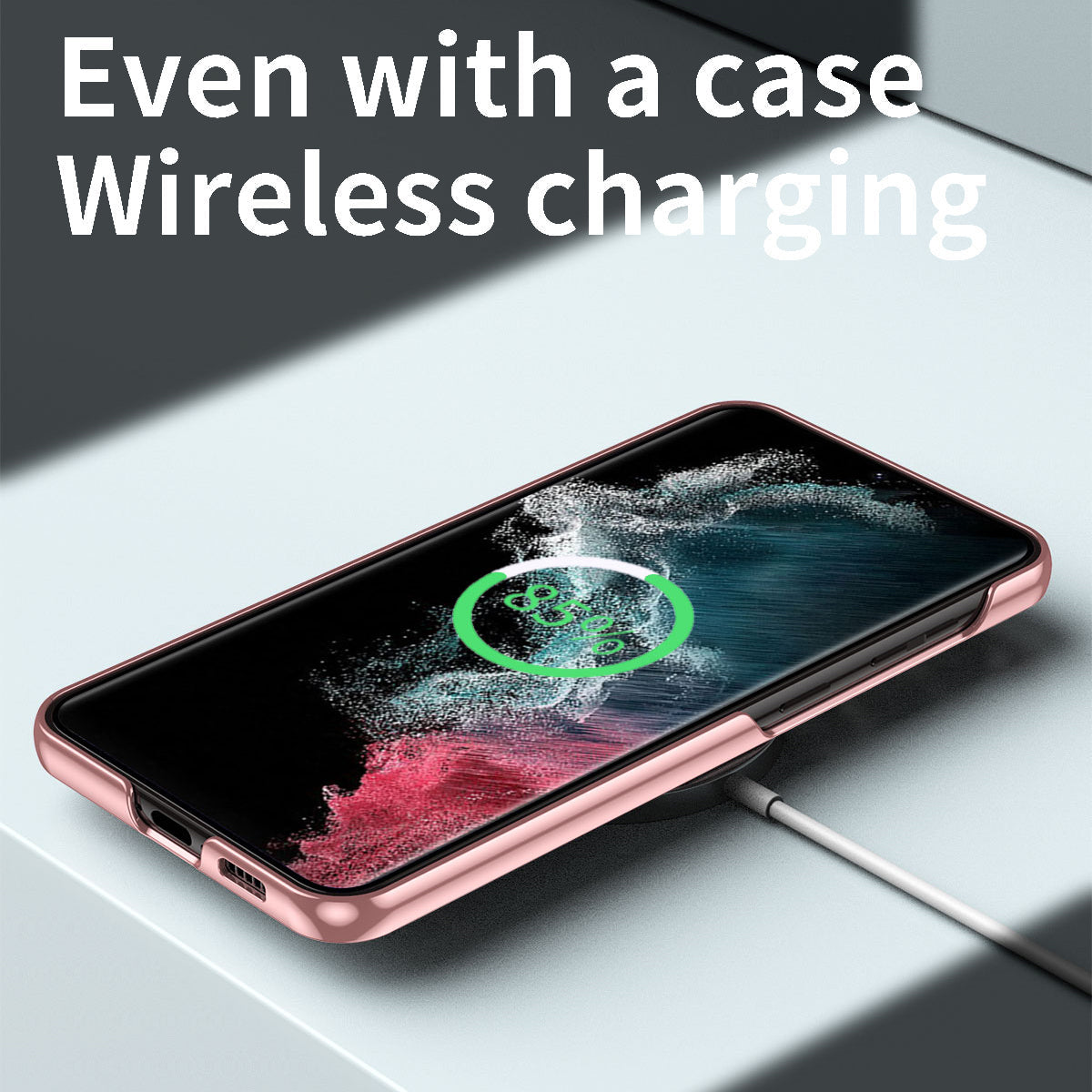 For Samsung Galaxy S22 Ultra 5G Anti-Scratch Hard PC Phone Case Electroplating Design Kickstand Protective Cover