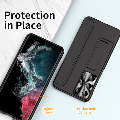 For Samsung Galaxy S22 Ultra 5G Anti-Scratch Hard PC Phone Case Electroplating Design Kickstand Protective Cover