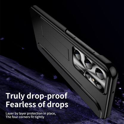 For Samsung Galaxy S22 Ultra 5G Anti-Scratch Hard PC Phone Case Electroplating Design Kickstand Protective Cover