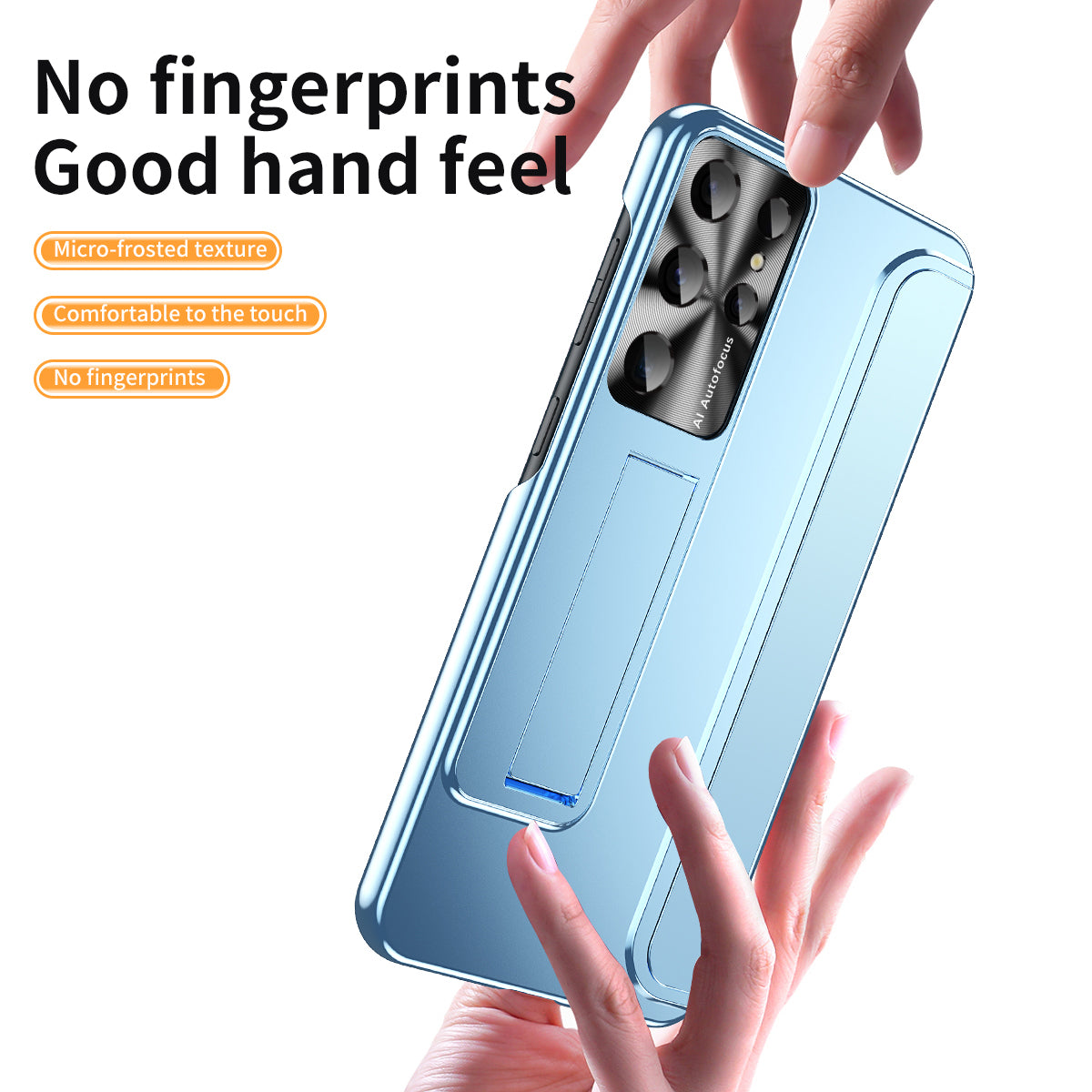 For Samsung Galaxy S22 Ultra 5G Anti-Scratch Hard PC Phone Case Electroplating Design Kickstand Protective Cover