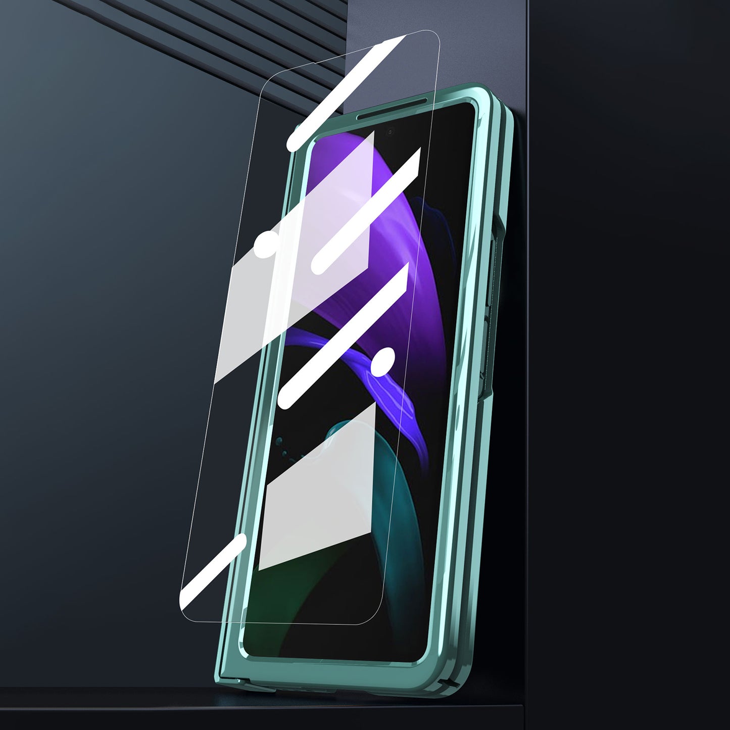 For Samsung Galaxy Z Fold2 5G Mechanical Legend Series Hinge Protection Phone Case Hard PC Electroplating Cover with Tempered Glass Film