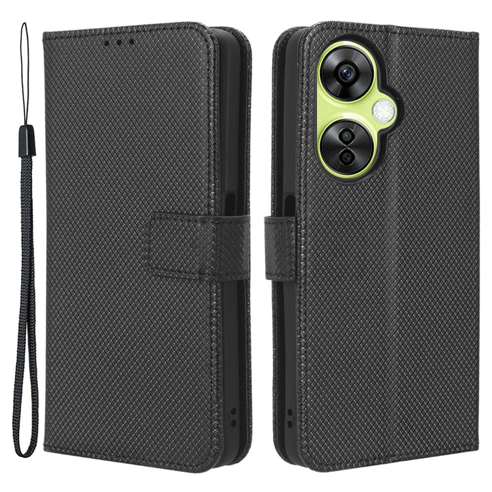 For OnePlus Nord CE 3 Lite 5G / Nord N30 5G Phone Case Wallet Stand Diamond Texture Phone Leather Cover