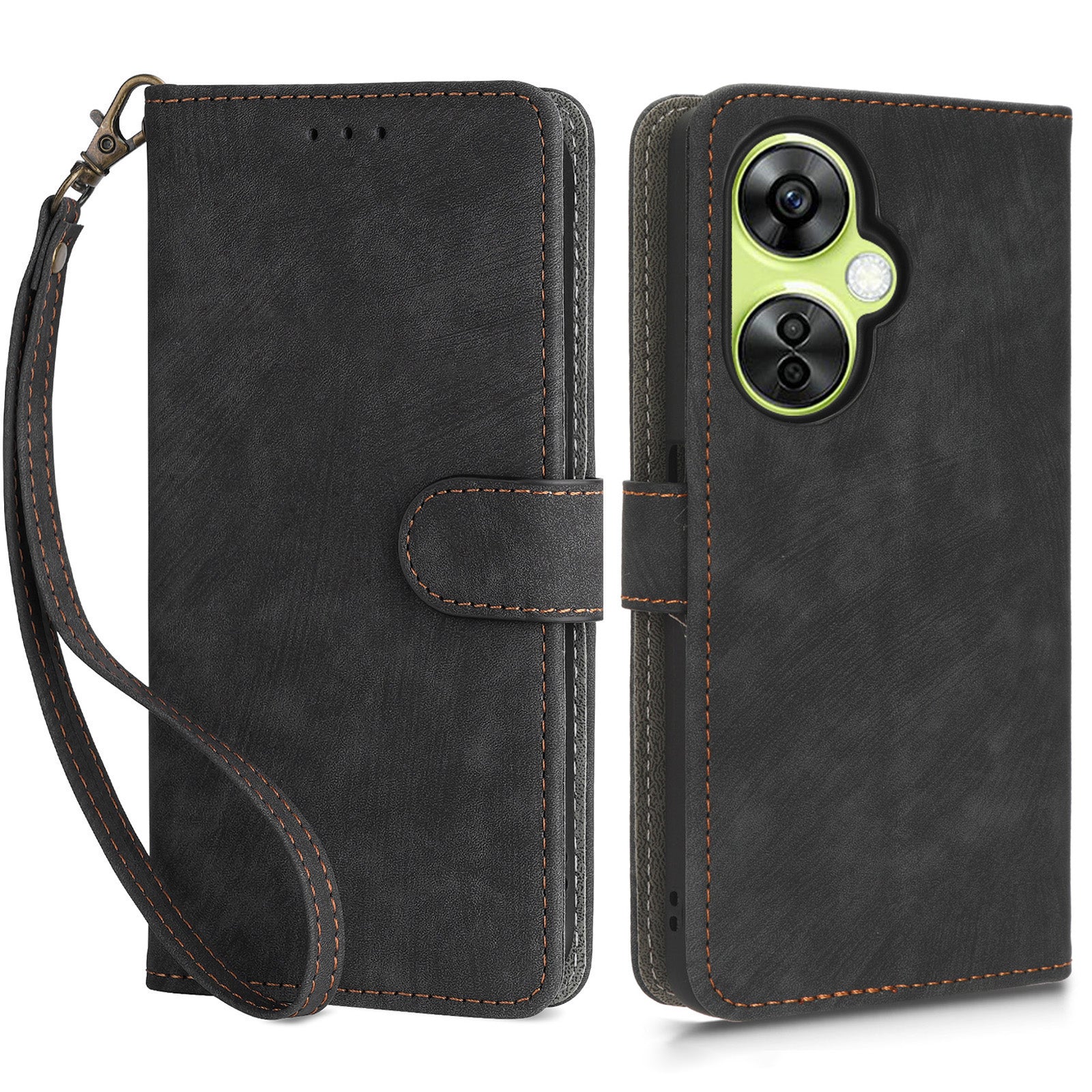 For OnePlus Nord CE 3 Lite 5G / Nord N30 5G Phone Stand Case PU Leather RFID Blocking Wallet Cover with Strap