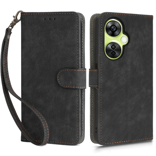 For OnePlus Nord CE 3 Lite 5G / Nord N30 5G Phone Stand Case PU Leather RFID Blocking Wallet Cover with Strap