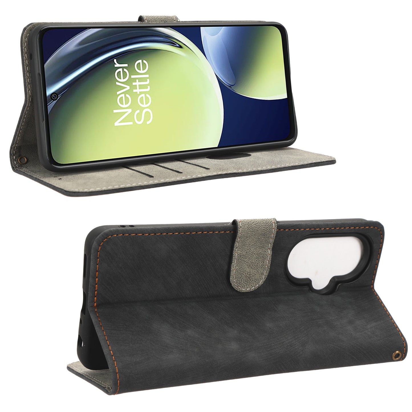 For OnePlus Nord CE 3 Lite 5G / Nord N30 5G Phone Stand Case PU Leather RFID Blocking Wallet Cover with Strap