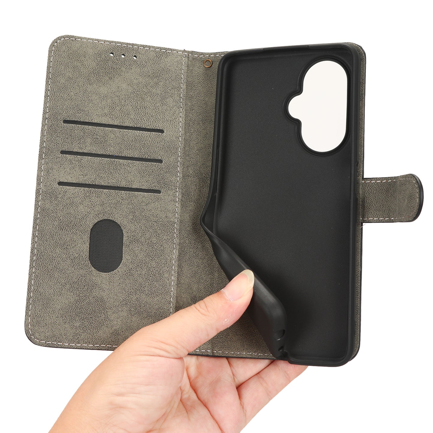 For OnePlus Nord CE 3 Lite 5G / Nord N30 5G Phone Stand Case PU Leather RFID Blocking Wallet Cover with Strap