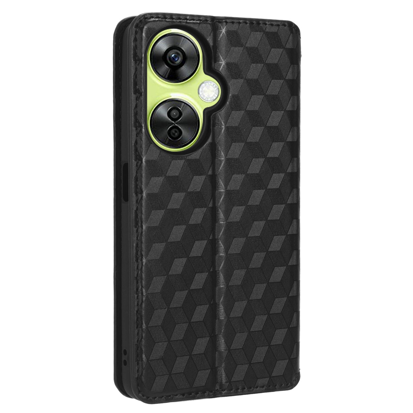 For OnePlus Nord CE 3 Lite 5G / Nord N30 5G Leather Phone Cover Stand Imprinted Rhombus Pattern Phone Wallet Case