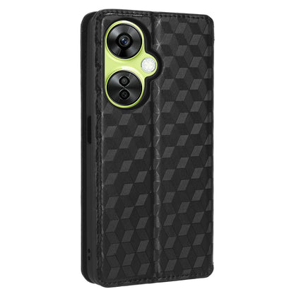 For OnePlus Nord CE 3 Lite 5G / Nord N30 5G Leather Phone Cover Stand Imprinted Rhombus Pattern Phone Wallet Case