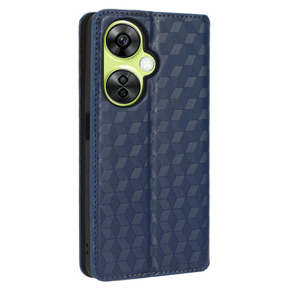 For OnePlus Nord CE 3 Lite 5G / Nord N30 5G Leather Phone Cover Stand Imprinted Rhombus Pattern Phone Wallet Case