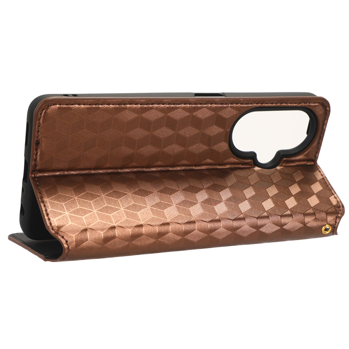 For OnePlus Nord CE 3 Lite 5G / Nord N30 5G Leather Phone Cover Stand Imprinted Rhombus Pattern Phone Wallet Case