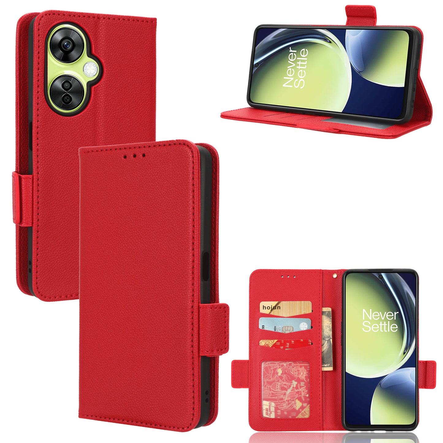 For OnePlus Nord CE 3 Lite 5G / Nord N30 5G PU Leather Case Litchi Texture Wallet Stand Phone Cover