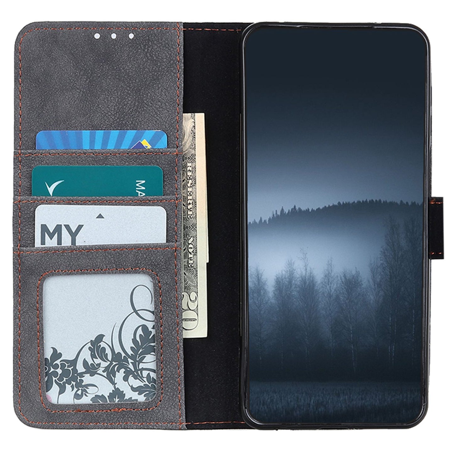 KHAZHEN For Xiaomi Redmi Note 12 Turbo / Poco F5 5G Stitching Retro Phone Case Split Leather Wallet Protective Stand Cover