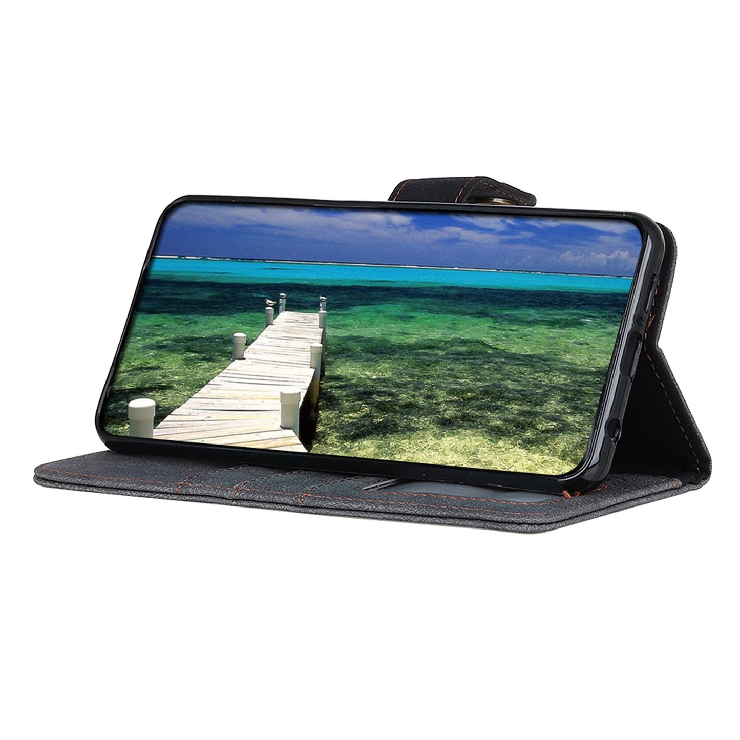 KHAZHEN For Xiaomi Redmi Note 12 Turbo / Poco F5 5G Stitching Retro Phone Case Split Leather Wallet Protective Stand Cover