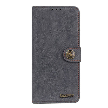 KHAZHEN For Xiaomi Redmi Note 12 Turbo / Poco F5 5G Stitching Retro Phone Case Split Leather Wallet Protective Stand Cover