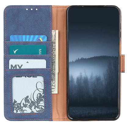 KHAZHEN For Xiaomi Redmi Note 12 Turbo / Poco F5 5G Stitching Retro Phone Case Split Leather Wallet Protective Stand Cover