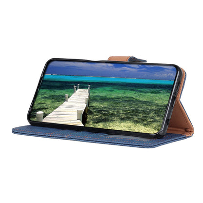 KHAZHEN For Xiaomi Redmi Note 12 Turbo / Poco F5 5G Stitching Retro Phone Case Split Leather Wallet Protective Stand Cover