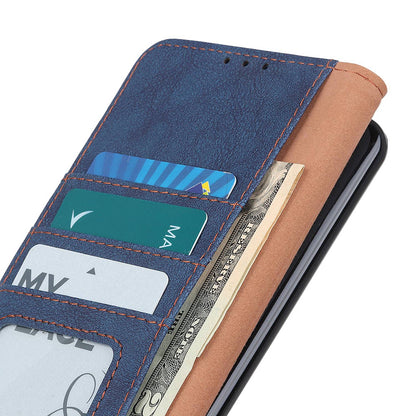 KHAZHEN For Xiaomi Redmi Note 12 Turbo / Poco F5 5G Stitching Retro Phone Case Split Leather Wallet Protective Stand Cover