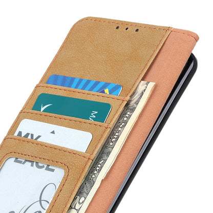 KHAZHEN For Xiaomi Redmi Note 12 Turbo / Poco F5 5G Stitching Retro Phone Case Split Leather Wallet Protective Stand Cover