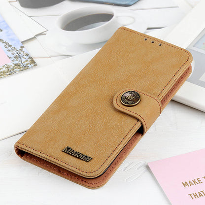 KHAZHEN For Xiaomi Redmi Note 12 Turbo / Poco F5 5G Stitching Retro Phone Case Split Leather Wallet Protective Stand Cover
