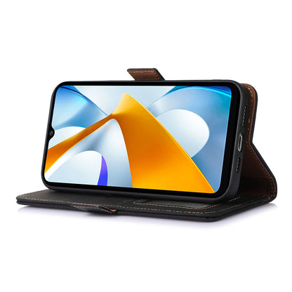 For Xiaomi Redmi Note 12 Turbo / Poco F5 5G RFID Blocking Phone Case Genuine Cow Leather Stand Wallet Protective Cover