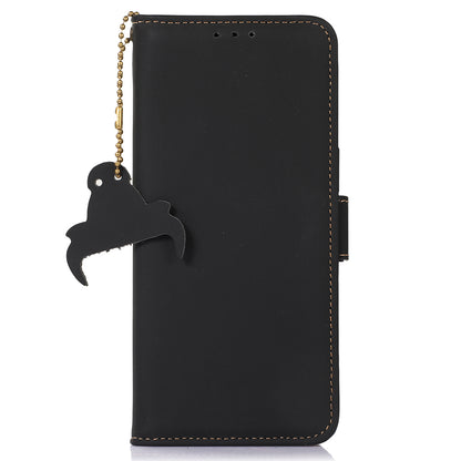 For Xiaomi Redmi Note 12 Turbo / Poco F5 5G RFID Blocking Phone Case Genuine Cow Leather Stand Wallet Protective Cover