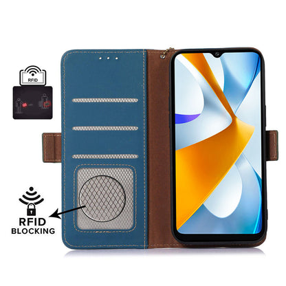 For Xiaomi Redmi Note 12 Turbo / Poco F5 5G RFID Blocking Phone Case Genuine Cow Leather Stand Wallet Protective Cover
