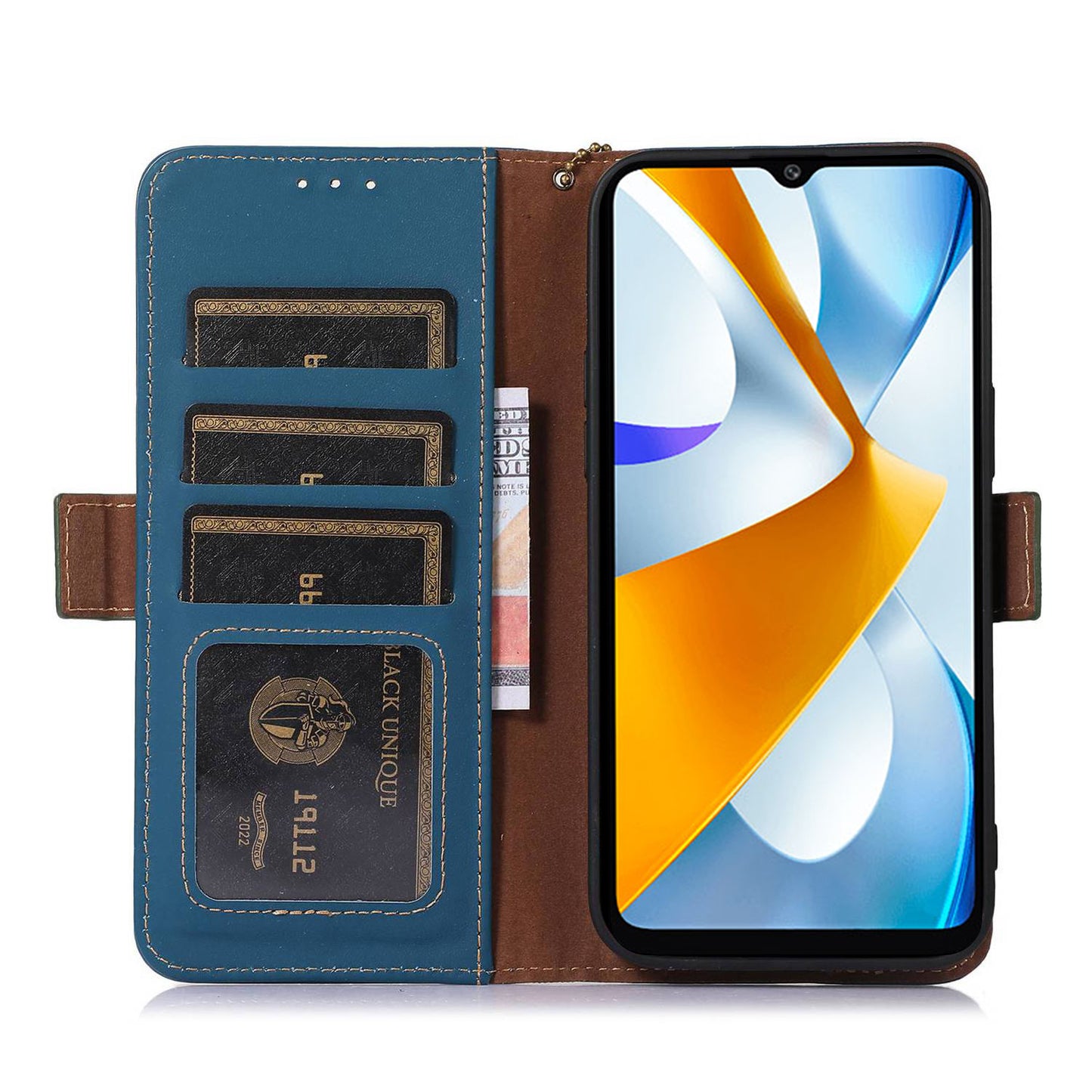 For Xiaomi Redmi Note 12 Turbo / Poco F5 5G RFID Blocking Phone Case Genuine Cow Leather Stand Wallet Protective Cover