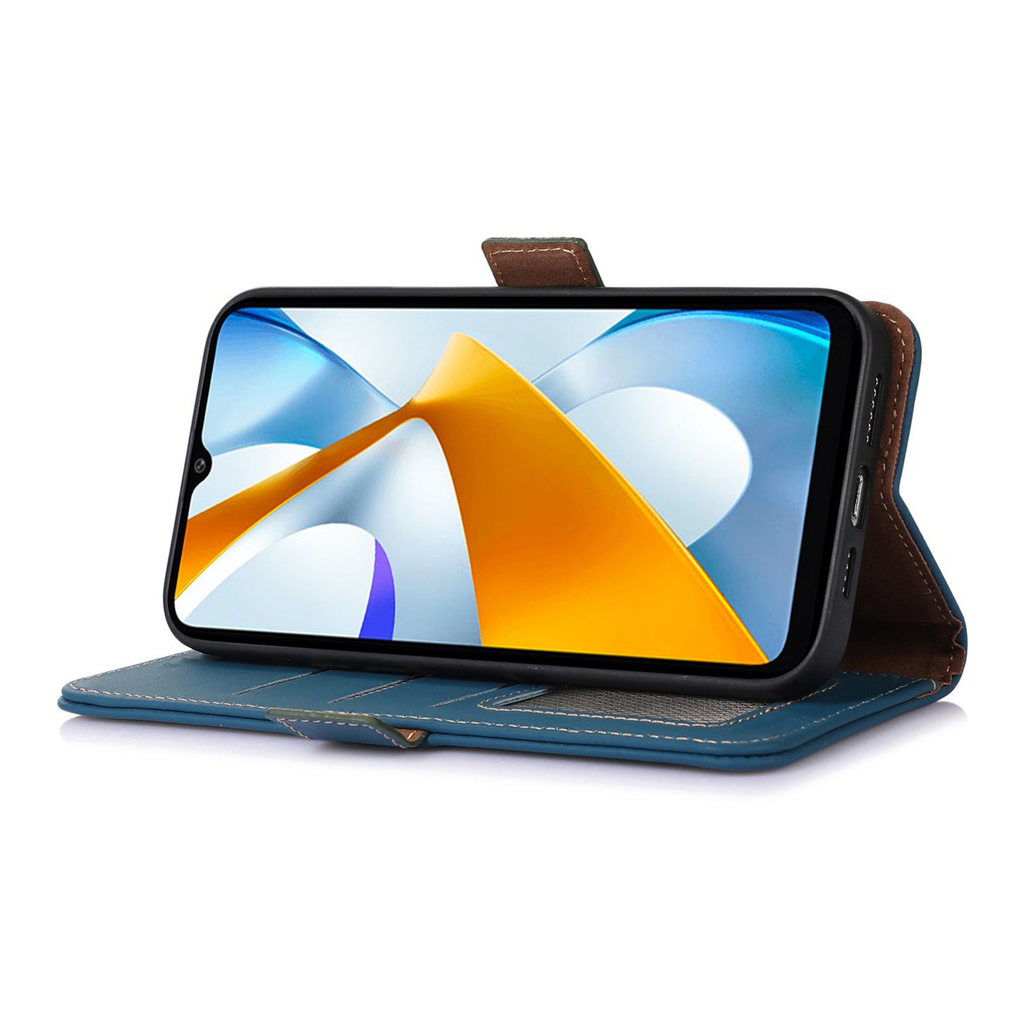 For Xiaomi Redmi Note 12 Turbo / Poco F5 5G RFID Blocking Phone Case Genuine Cow Leather Stand Wallet Protective Cover