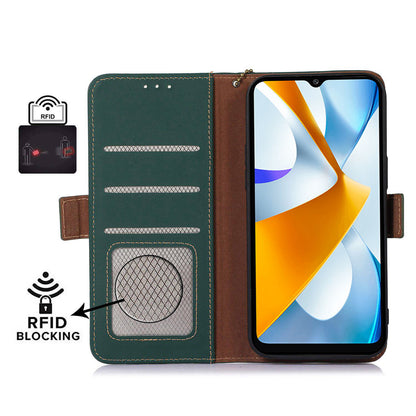 For Xiaomi Redmi Note 12 Turbo / Poco F5 5G RFID Blocking Phone Case Genuine Cow Leather Stand Wallet Protective Cover