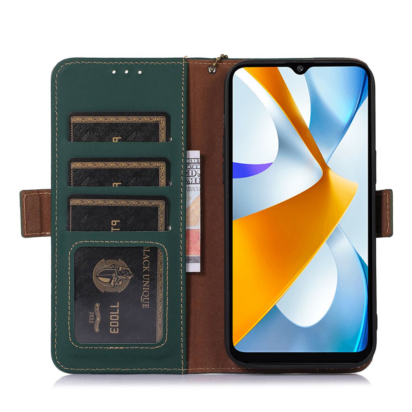 For Xiaomi Redmi Note 12 Turbo / Poco F5 5G RFID Blocking Phone Case Genuine Cow Leather Stand Wallet Protective Cover