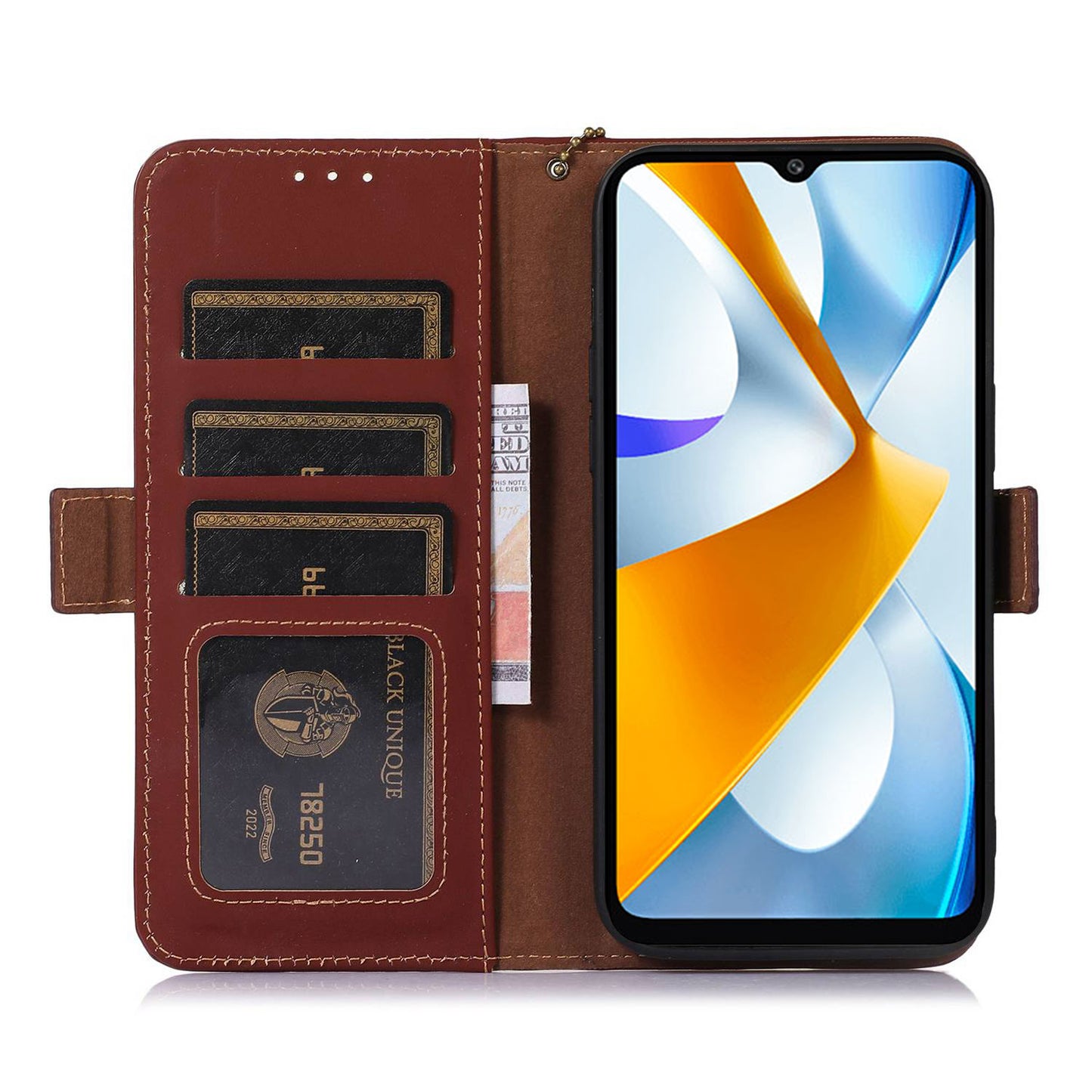 For Xiaomi Redmi Note 12 Turbo / Poco F5 5G RFID Blocking Phone Case Genuine Cow Leather Stand Wallet Protective Cover