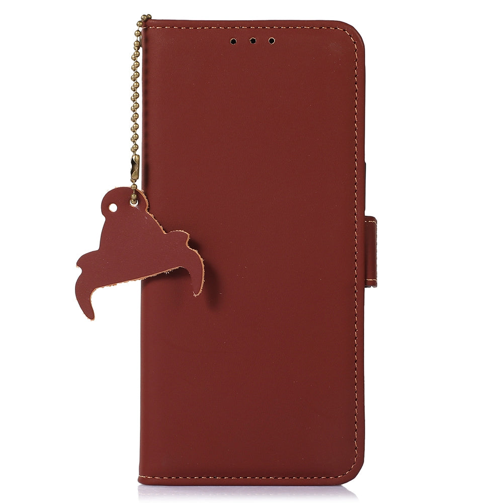 For Xiaomi Redmi Note 12 Turbo / Poco F5 5G RFID Blocking Phone Case Genuine Cow Leather Stand Wallet Protective Cover
