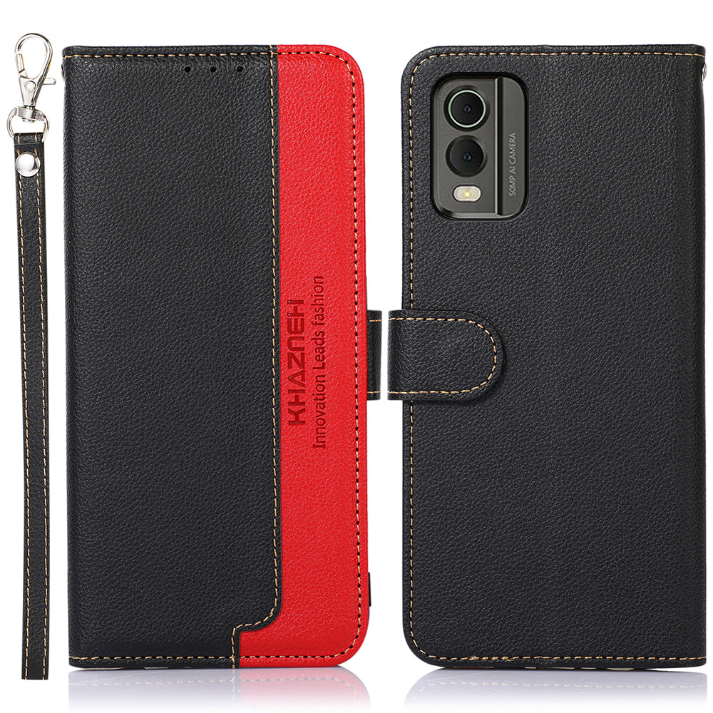 KHAZNEH For Nokia C32 Litchi Texture RFID Blocking Phone Case Leather Wallet Stand Anti-drop Cover