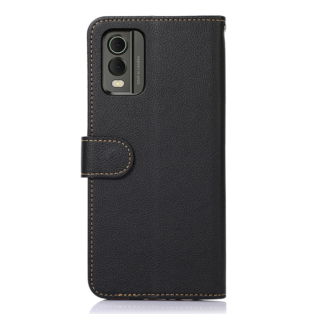 KHAZNEH For Nokia C32 Litchi Texture RFID Blocking Phone Case Leather Wallet Stand Anti-drop Cover